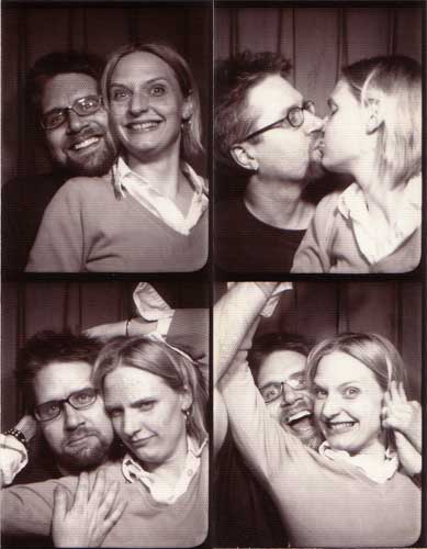 Fuzzy and Erica in a photobooth