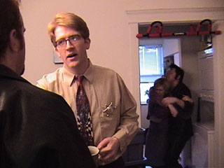 Sarge (Lance Hoffman) warns McGillicutty that he's too close, as Elvis (Shaun Himmerick) makes off with Sheila (Andrea Swanson)